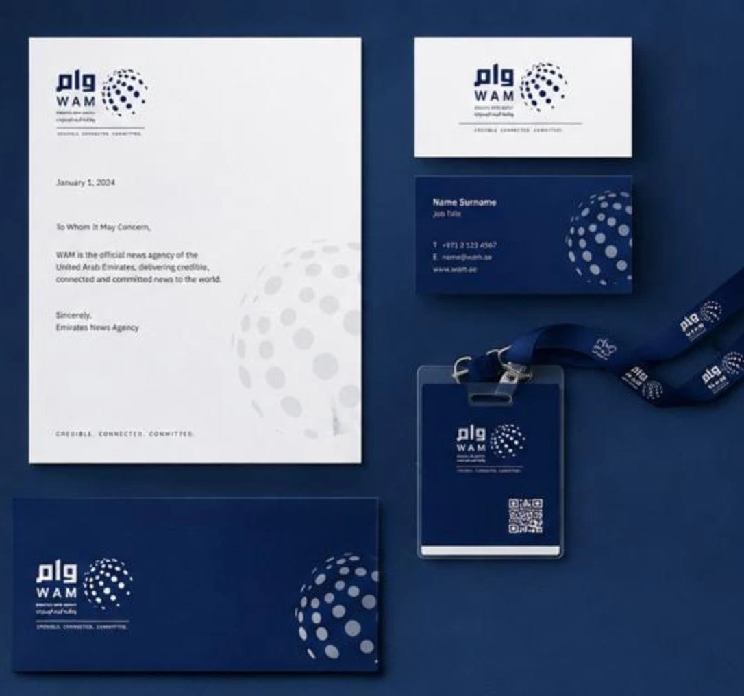 Wam Logo Branding Pitch · Navy and white WAM stationery from Wam Logo Branding Pitch